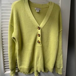 Lime Green Sweater w/ Buttons.